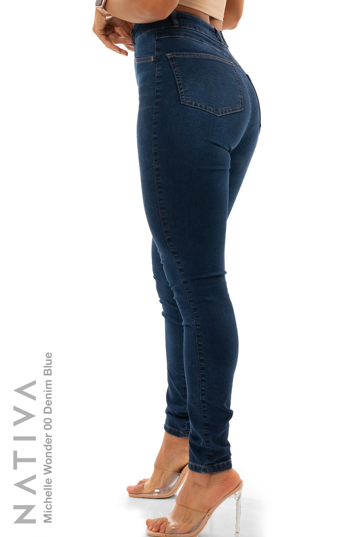 SUPER SKINNY JEANS, MICHELLE WONDER 00 DENIM BLUE, Talle Alto. Moldeador y Afirmador. Casual 7 días. Tecnología No Stress®