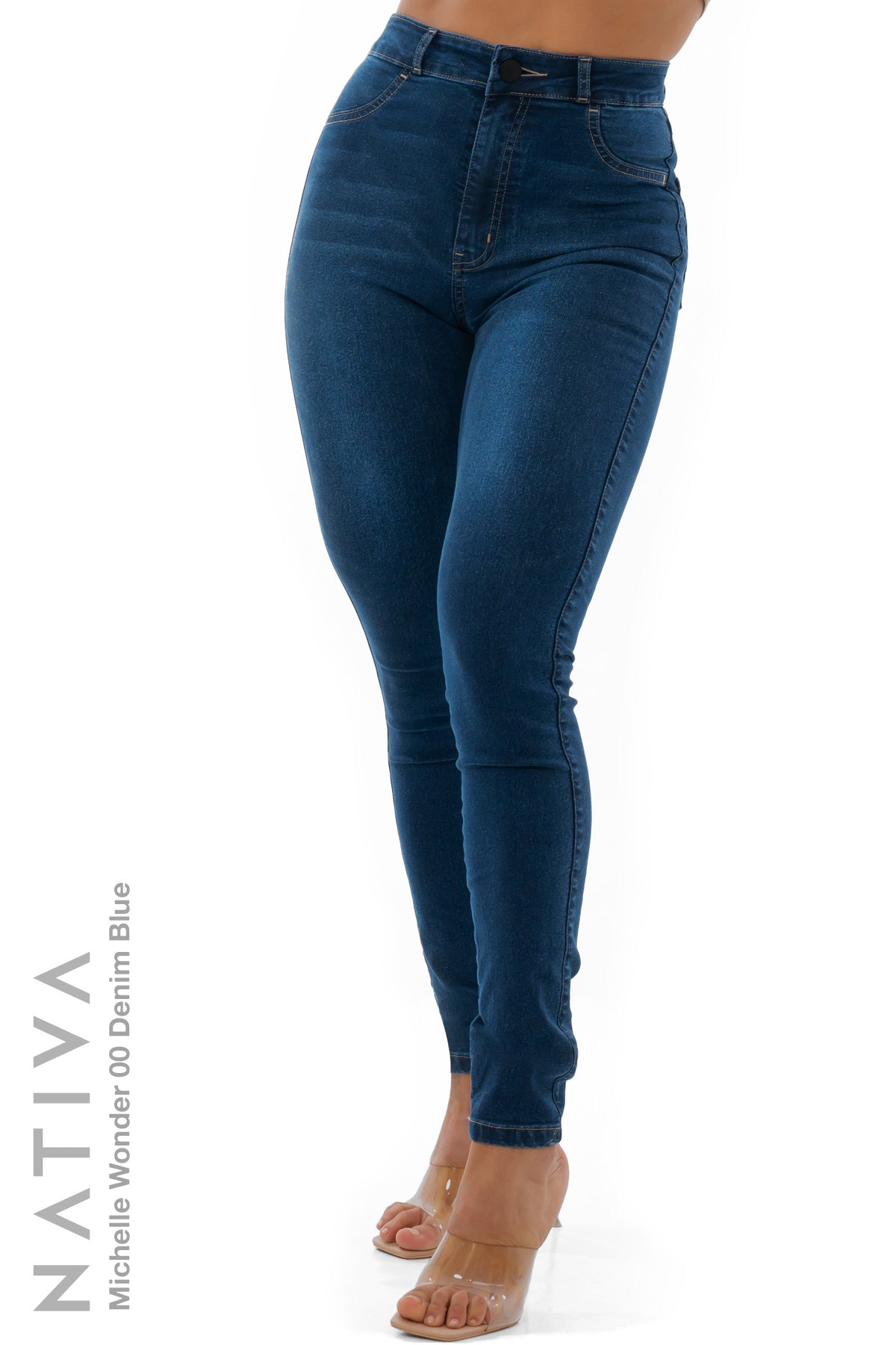 SUPER SKINNY JEANS, MICHELLE WONDER 00 DENIM BLUE, Talle Alto. Moldeador y Afirmador. Casual 7 días. Tecnología No Stress®