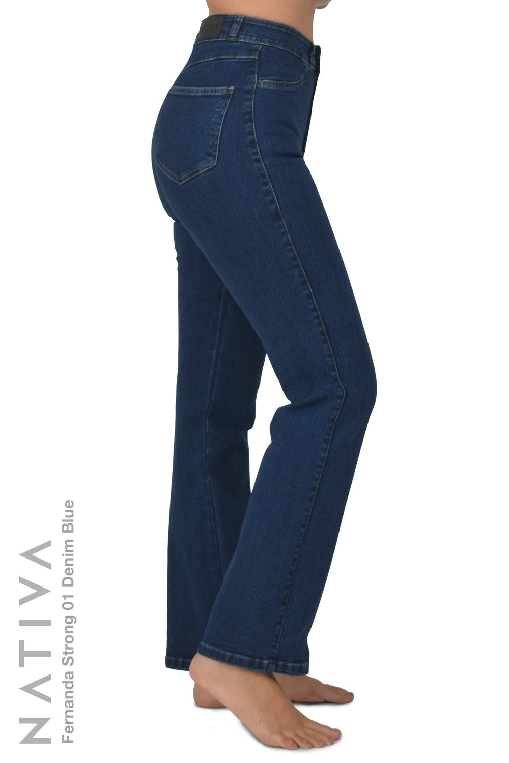 STRAIGHT JEANS, FERNANDA STRONG 01 DENIM BLUE. Talle Alto. Con tejidos ESFD (Extreme Stretch Flattering Denim). Cintura Ajustable PERFECT FIT®