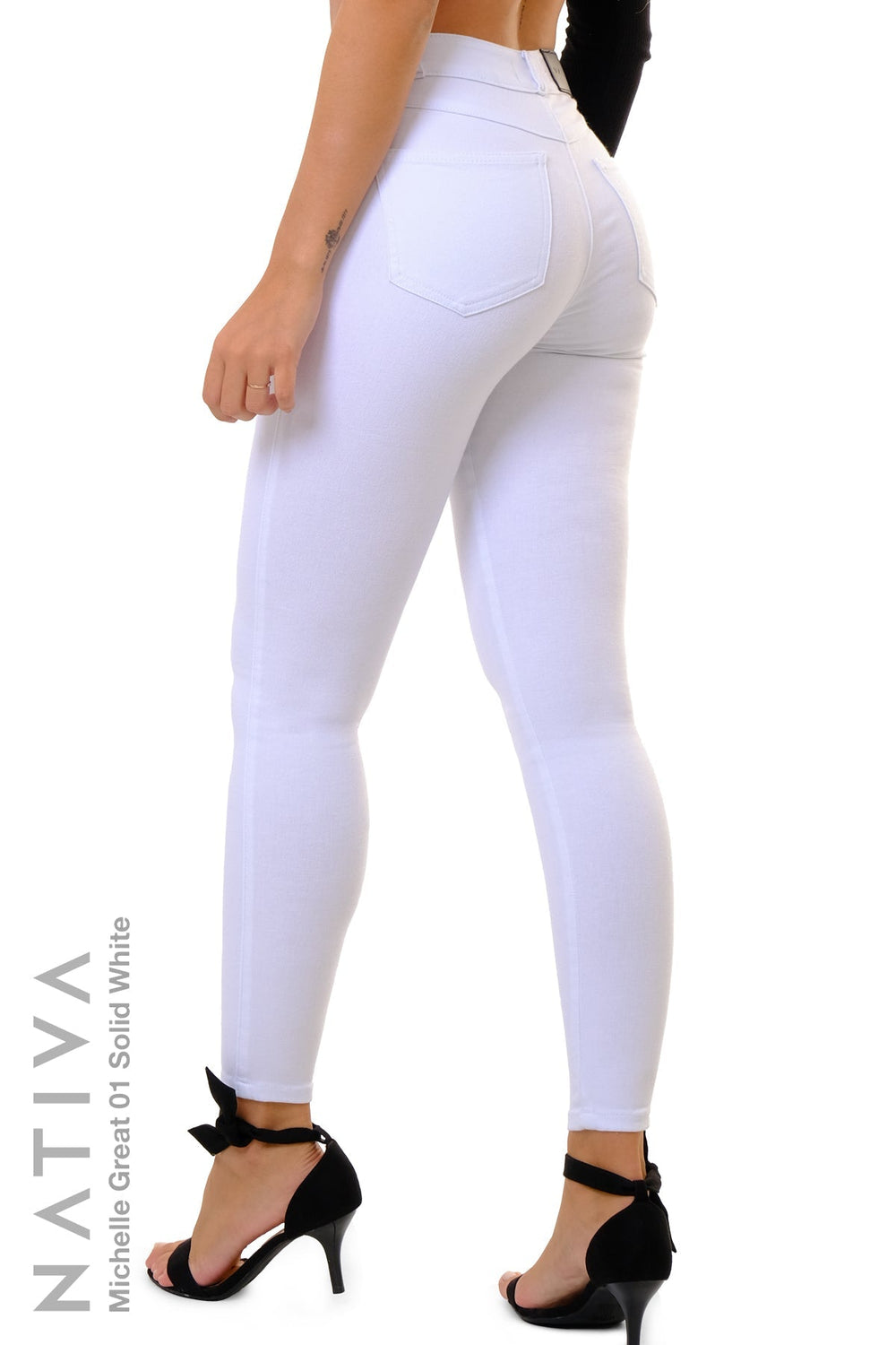 SUPER SKINNY JEANS, MICHELLE GREAT 01 WHITE, Talle Alto. Moldeador. Cuatro Estaciones. Tecnología No Stress®